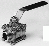 Hegesztőtoldatos golyóscsap DIN 2999, szabad átfolyású 3-részes, PN 40/64